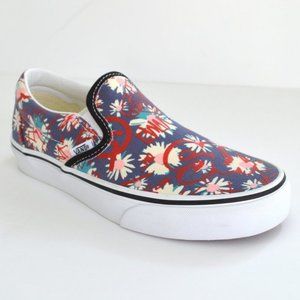 Vans slip on floral red sneaker shoes canvas woman size 7 new